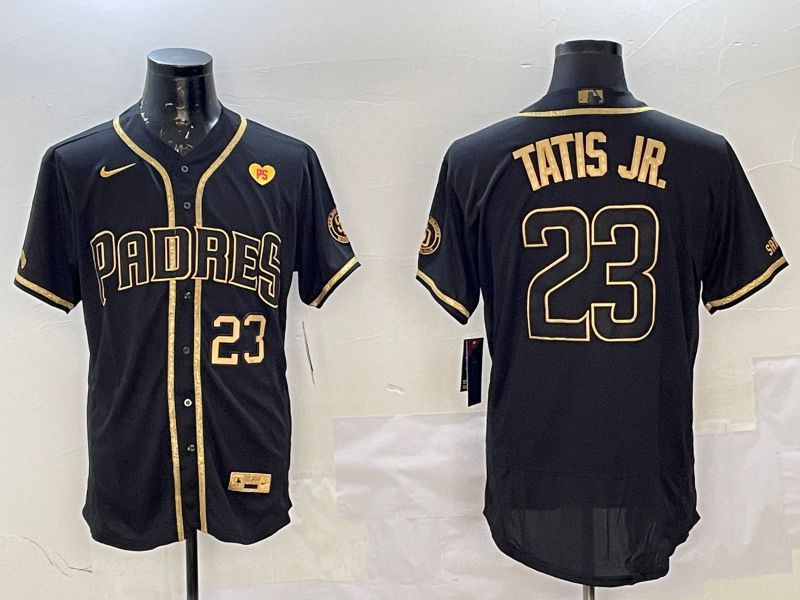 Men San Diego Padres #23 Tatis jr Black Gold Elite 2025 Nike MLB Jersey style 11